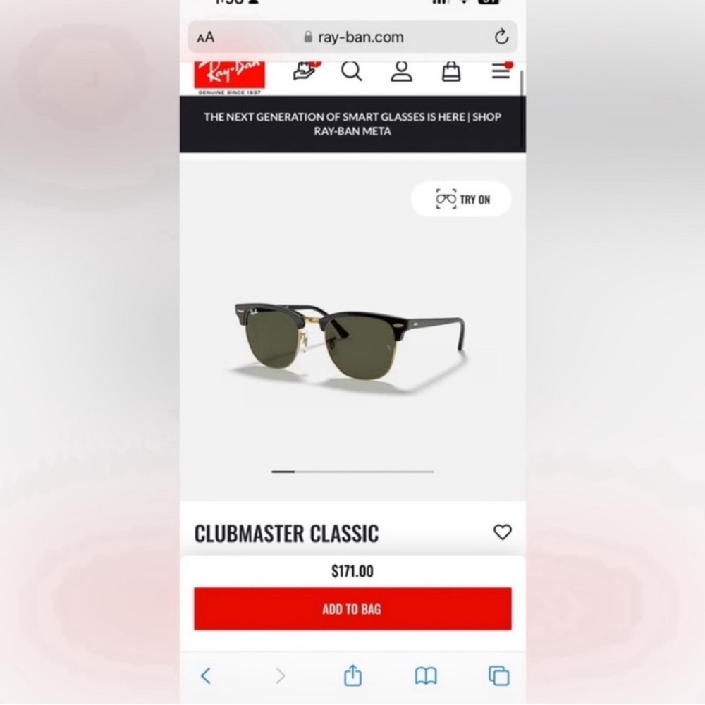 Brand new ray ban sunglasses club master classic